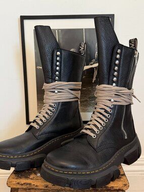 Dr Martens x Rick Owens 1918 DMXL Calf Length Boots Black Extended Lace System C